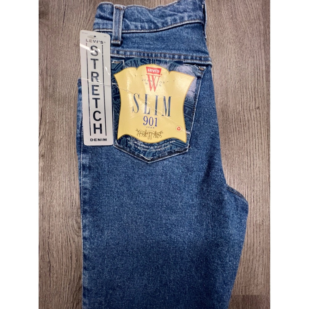 1992 Levi's 901 Slim Fit Stretch Denim Jeans Womens Blue Classic Vintage Style